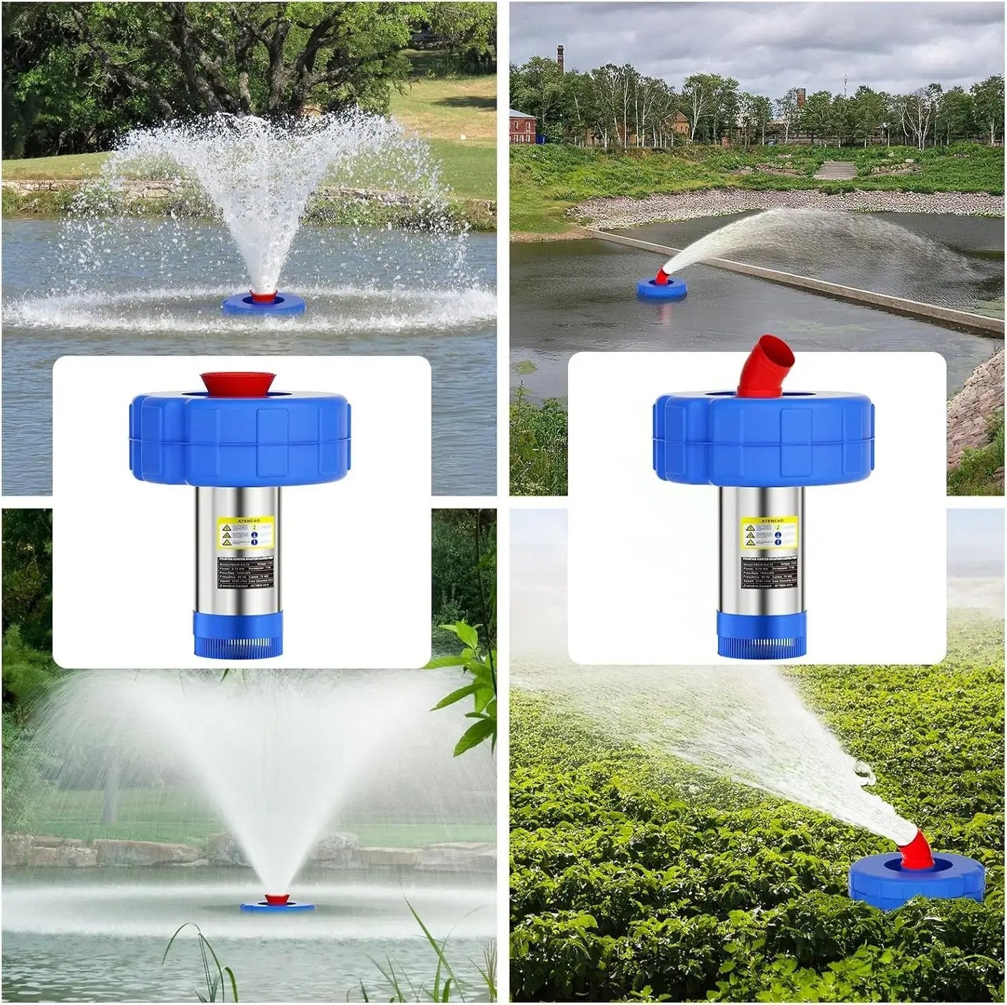 1 HP High-Performance Floating Pond Fountain Aerator – 15,000 GPH Automatic Aeration System for Large Ponds & Lakes
