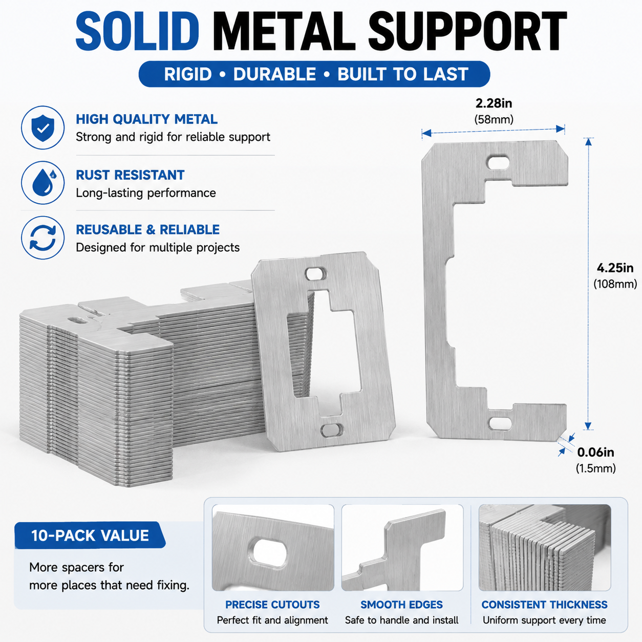 Outlet leveling spacer use cases