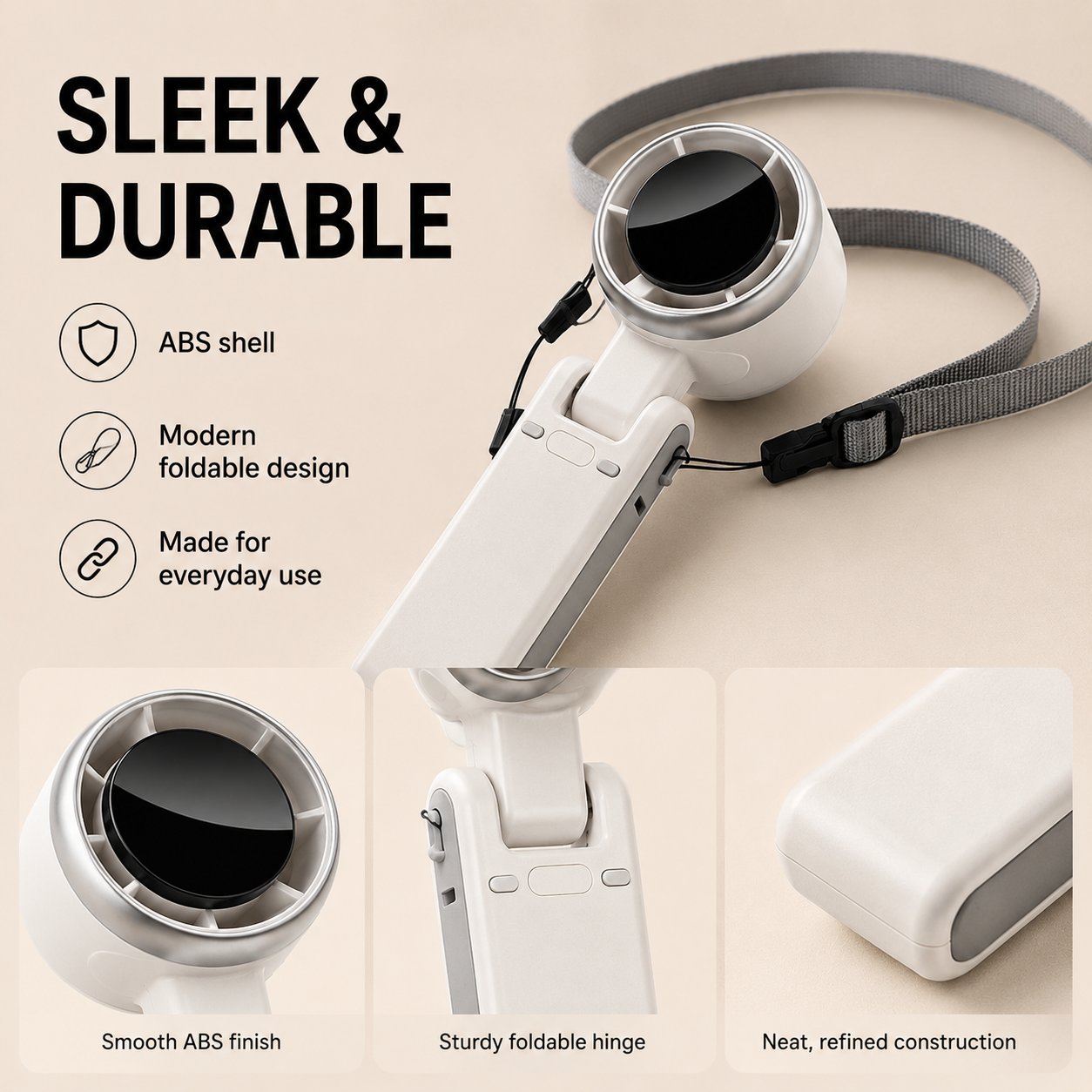 Foldable Handheld Neck Fan With Digital Display