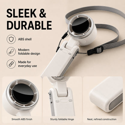 Foldable Handheld Neck Fan With Digital Display