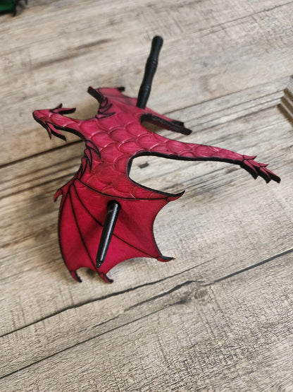 🐉⚔️ Handcrafted Dragon Leather Hair Slide with Wood Stick