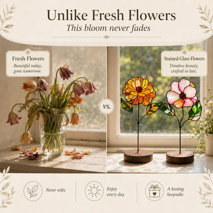 🚚Buy 2 Get Free Shipping - Handmade Stained Glass Flower Freestanding Window Decor