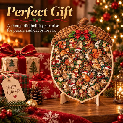 Wooden Christmas Puzzle with Stand — 8 Festive Designs to Build & Display