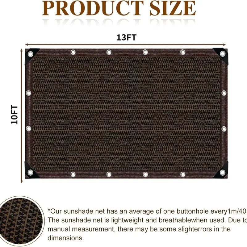 💥90% Blackout Cloth (Black) - 10 x 13ft UV-Resistant Shade Net with Reinforced Rivets,