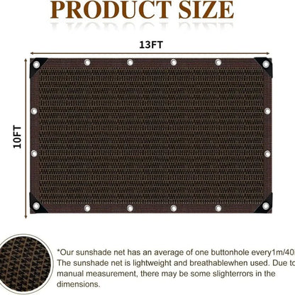 💥90% Blackout Cloth (Black) - 10 x 13ft UV-Resistant Shade Net with Reinforced Rivets,
