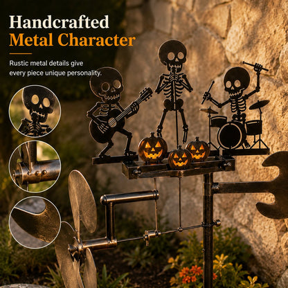 🎸💀Halloween Skeleton Band Kinetic Wind Spinner