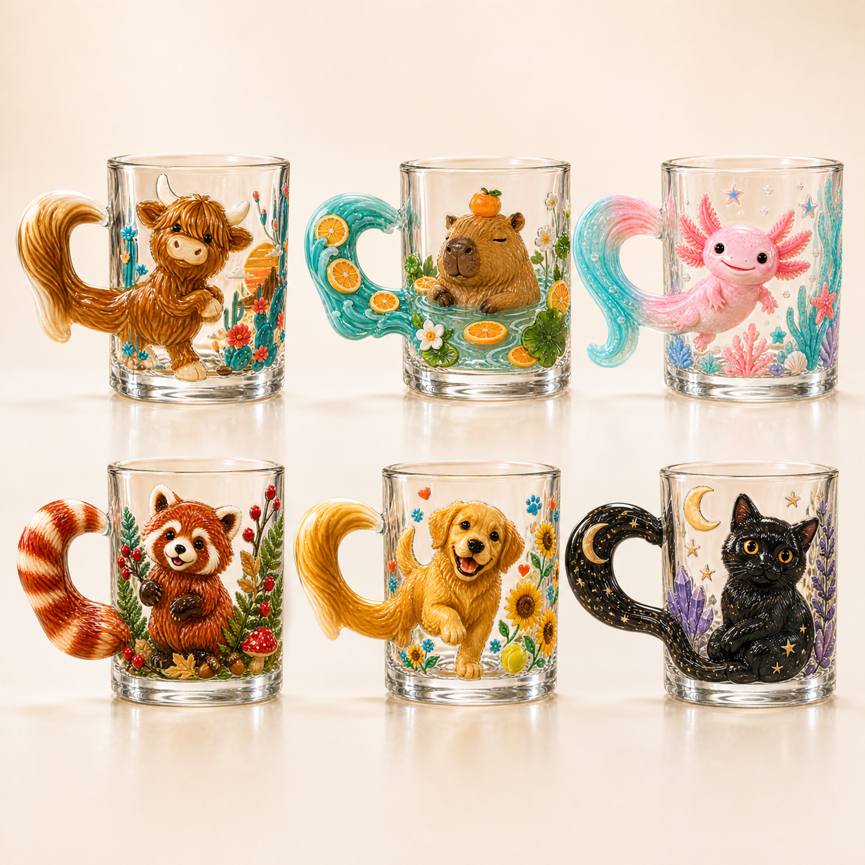 3D Animal Tail Glass Mug