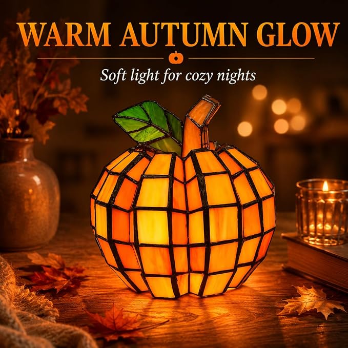 🎃Orange Indoor Patch the Pumpkin Stained Glass Accent Lamp