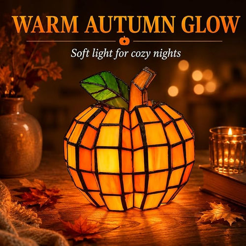 🎃Orange Indoor Patch the Pumpkin Stained Glass Accent Lamp