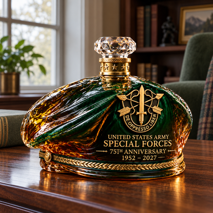 United States Army Special Forces 75th Anniversary Whiskey Bottle