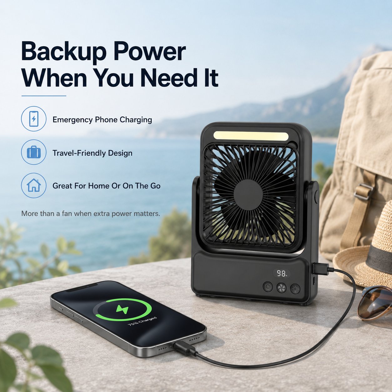 🧲Rechargeable Magnetic Portable Fan With Light 🧊& Remote Control