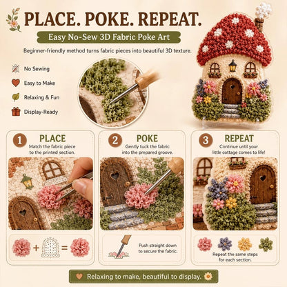 🍄Whimsical Village 3D Fabric Poke Art Kit