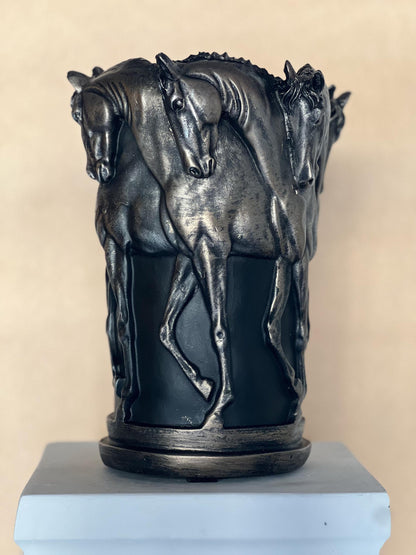 Horse Flower Vase: Marble Powder Sculpture