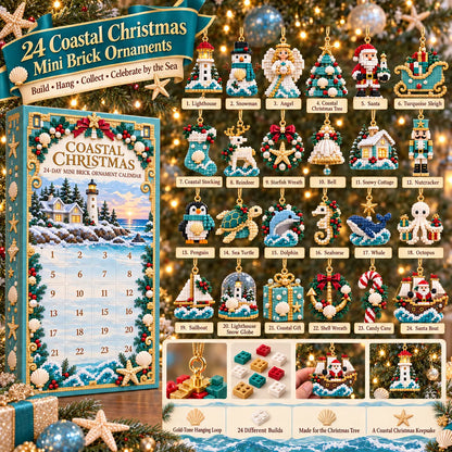 ✨ 🌊 Coastal Christmas 24-Day Mini Brick Ornament Advent Calendar