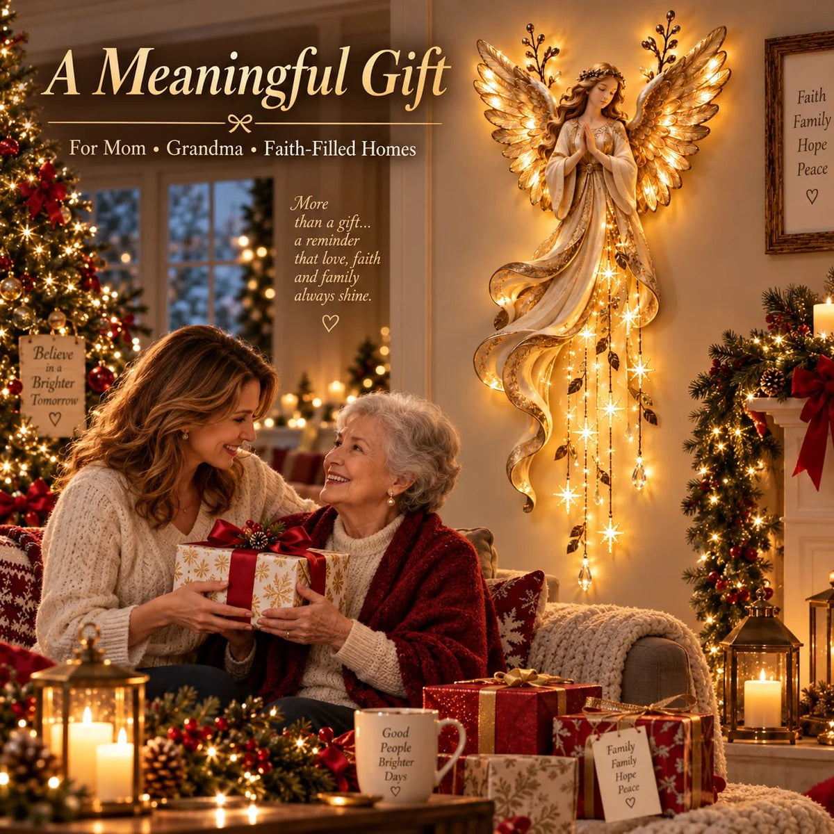 👼✨ Heavenly Angel Starfall Wall Light – Faith-Filled Christmas Glow & Blessing Decor