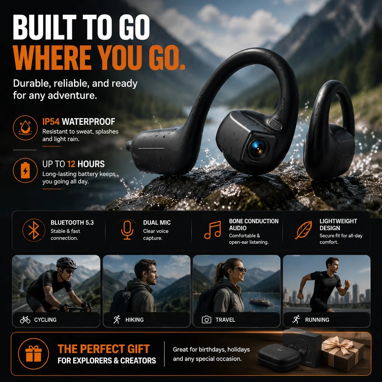 🔥LAST DAY 49% OFF – 🎧 8MP Smart Camera Open-Ear Headset – POV Video, Calls & AI Assistance 🎥