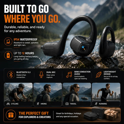 🔥LAST DAY 49% OFF – 🎧 8MP Smart Camera Open-Ear Headset – POV Video, Calls & AI Assistance 🎥