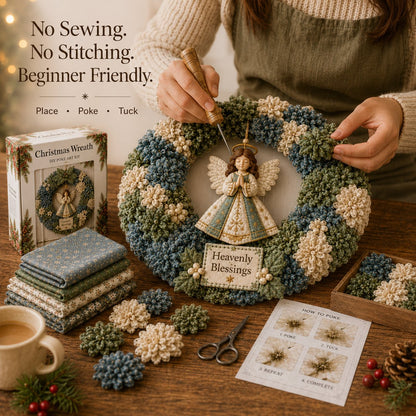 Make A Christmas Wreath You'll Be Proud To Display ❤️ 3D Fabric Poke DIY Kit With Tutorial & Guide Included