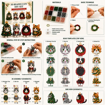 🐱✨ Create Your Own 3D Beaded Christmas Cats | Beginner-Friendly DIY Kit🎁Buy 2 | FREE Shipping