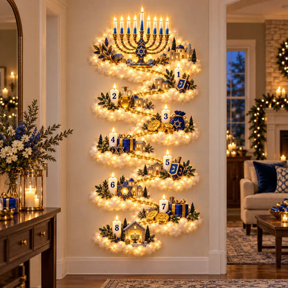 🕎✨ Eight Nights of Golden Light – Glowing Hanukkah Story Wall Collection