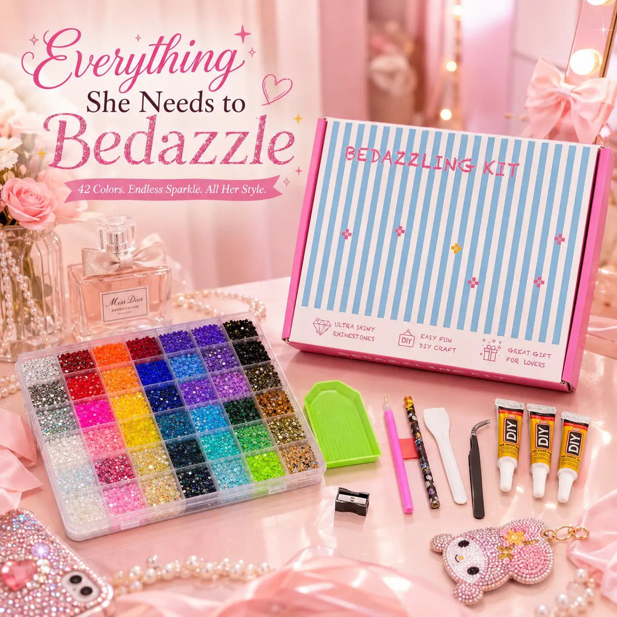 Glitter Rhinestone Bedazzling Kit - 19000Pcs Resin Jelly Rhinestones for Crafting