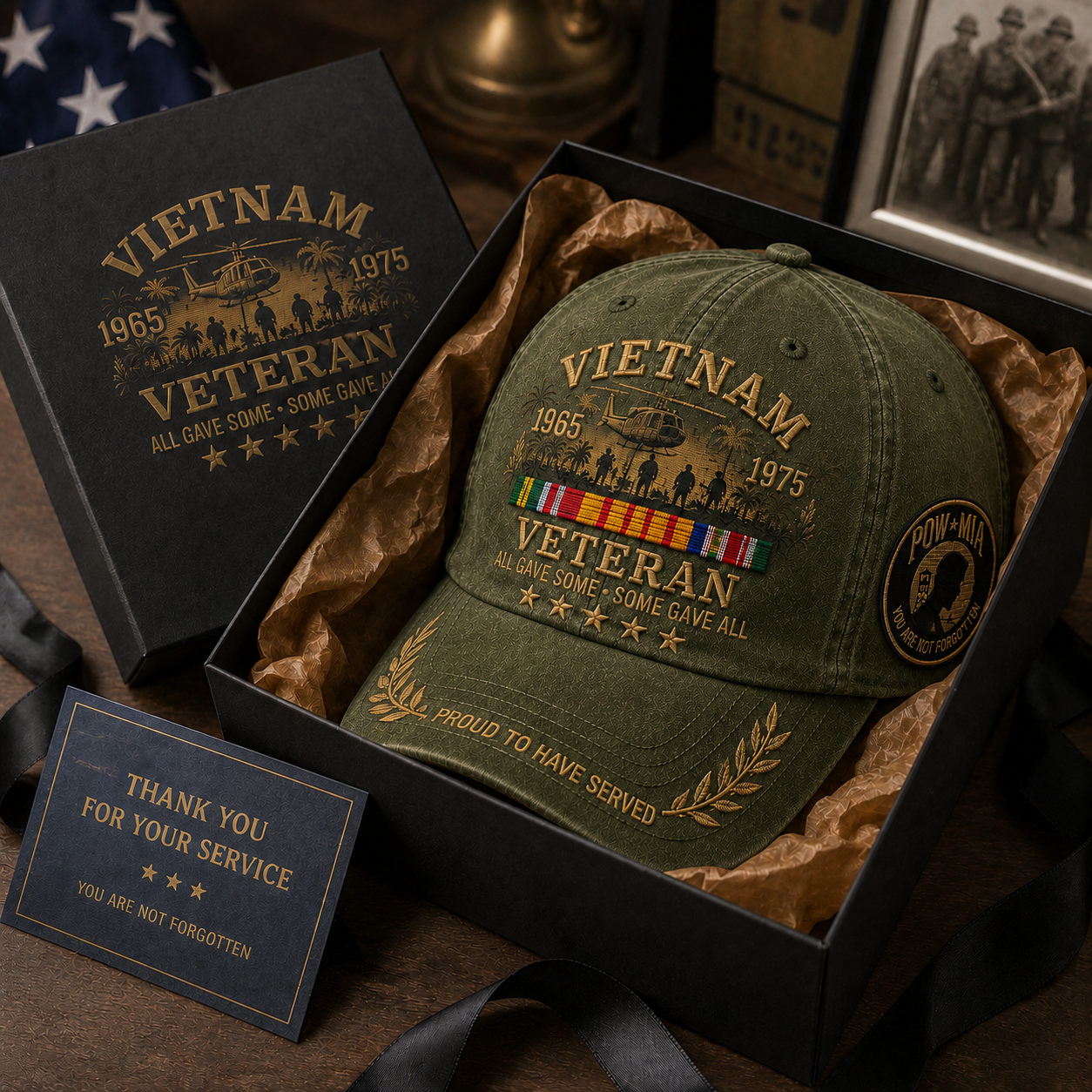 🎖️Vietnam Veteran 1965–1975 Commemorative Embroidered Cap –💛 Proud to Have Served