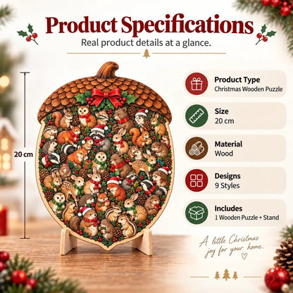 Wooden Christmas Puzzle with Stand — 8 Festive Designs to Build & Display