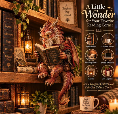 🐉 Wandering Scholar Dragon Figurine | Book Lover Décor