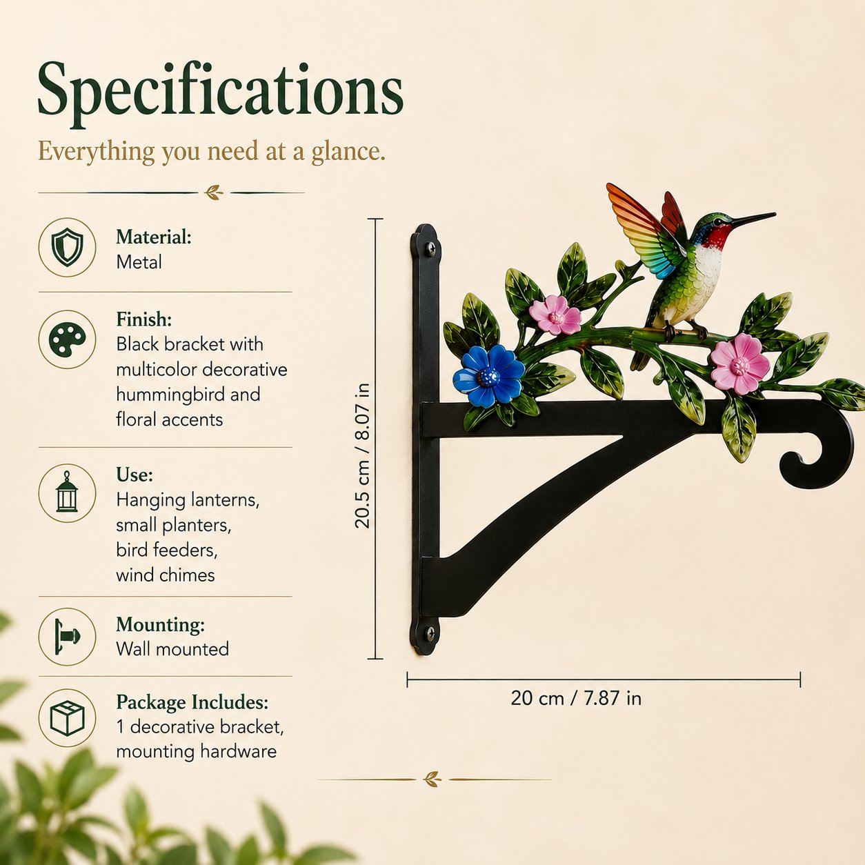 🏡✨ Decorative Hummingbird Garden Bracket