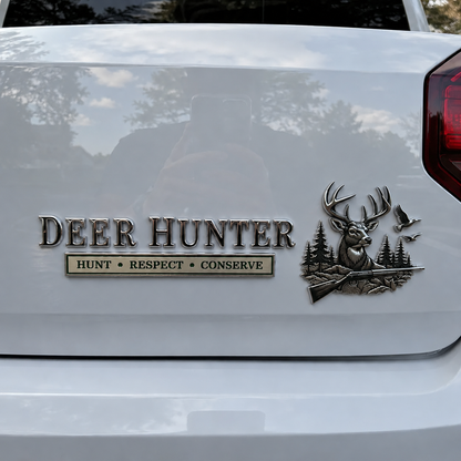Deer Hunter Respect Conserve Metal Car Emblem