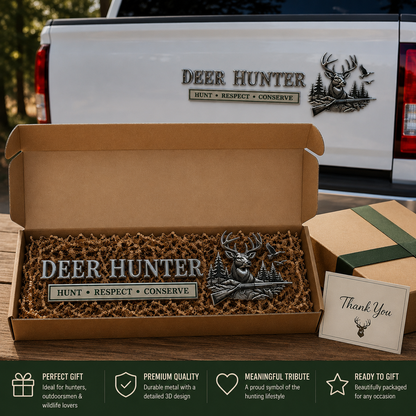 Deer Hunter Respect Conserve Metal Car Emblem