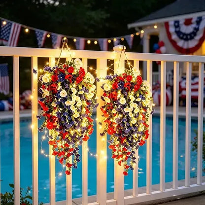 ⚡ Over 50,000 Sold!🎉 Pre-Lit Patriotic Artificial Flower Set - Honor America's 250th Anniversary