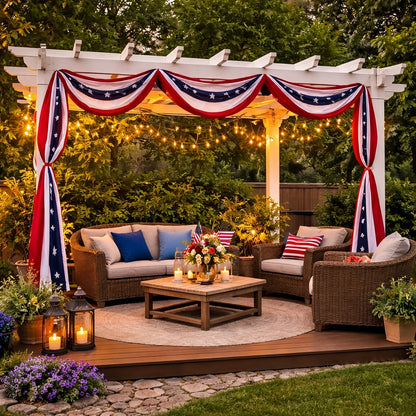 236"*20" Patriotic USA Banner – 250th Anniversary Red White Blue Bunting, Independence Day Outdoor Porch & Fence Decoration