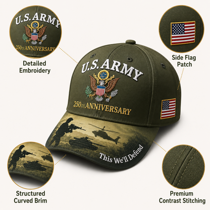 U.S. Army 250th Anniversary Commemorative Embroidered Cap 🇺🇸