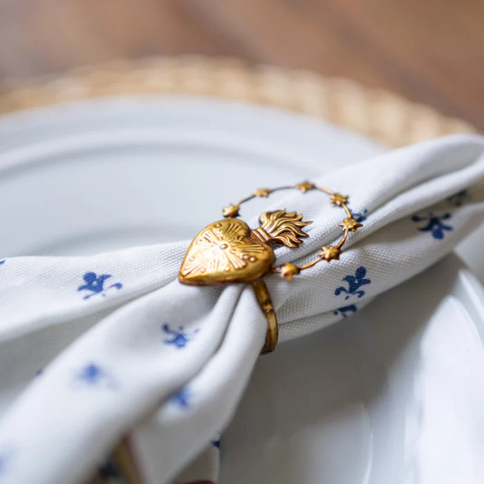 Sacred Heart napkin ring close up