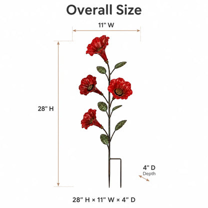Bring Hummingbirds Closer – 4-Flower Metal Nectar Feeder Garden Stake