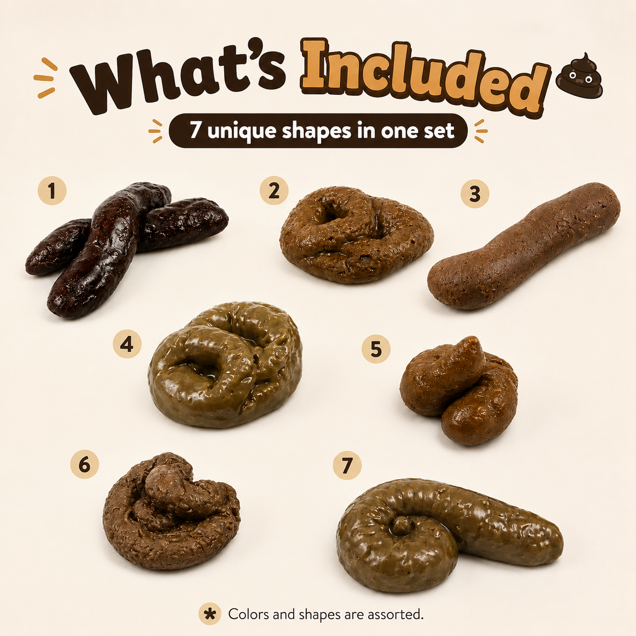 7-Piece Realistic Fake Poop Prank Set