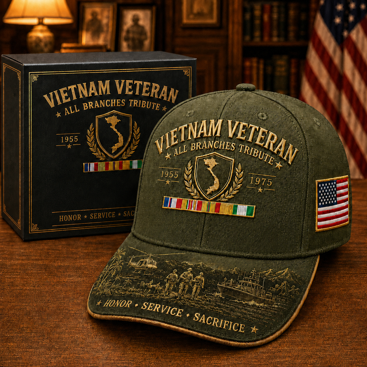 🎖️Vietnam Veteran United Services Tribute Cap – Honor, Service & Sacrifice 1955–1975