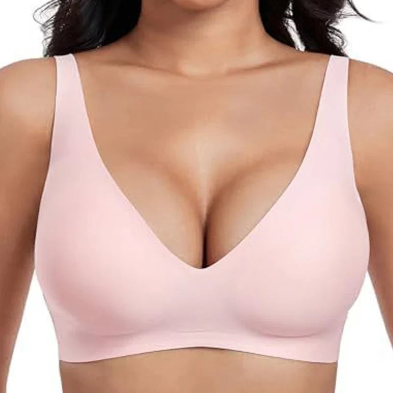 💗Summer Hot Sale⚡50K+ SOLD💕 Jelly Wireless Womens Comfortable Wireless Bras Push Up Bralettes Seamless T-shirts Bras Deep V Everyday Bras