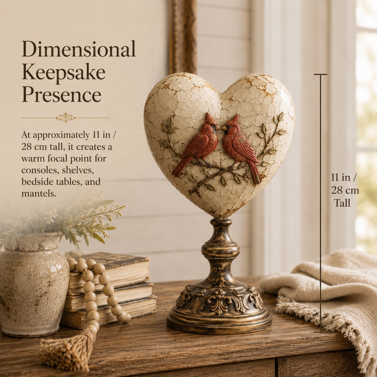 Vintage Two-Cardinal Keepsake Heart