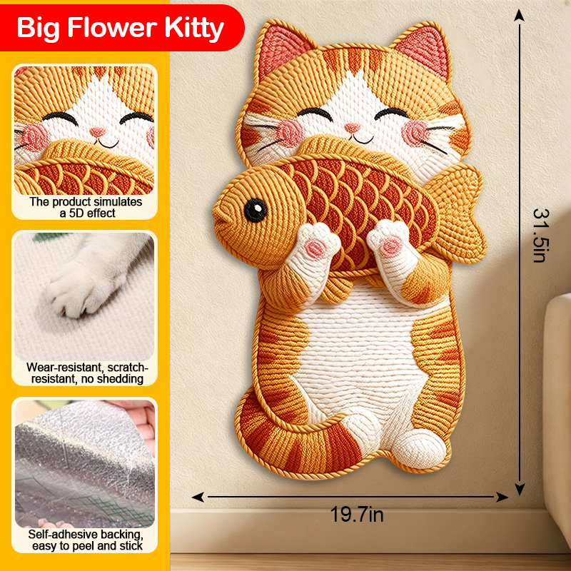 5D Woven Cat Scratcher Mat, Cat Scratching Design for Indoor Cats, Protects Walls, Sofas, Couches and Doors