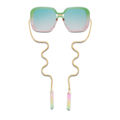 Jewelry-Inspired Statement Sunglasses with Crystal Pendant Chain