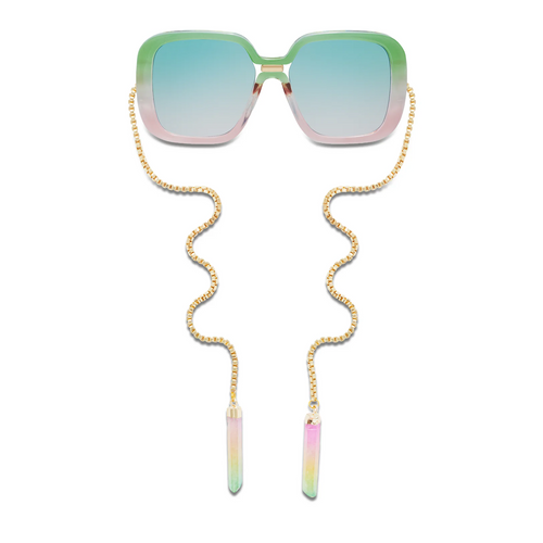 Jewelry-Inspired Statement Sunglasses with Crystal Pendant Chain