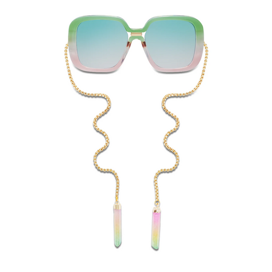 Jewelry-Inspired Statement Sunglasses with Crystal Pendant Chain