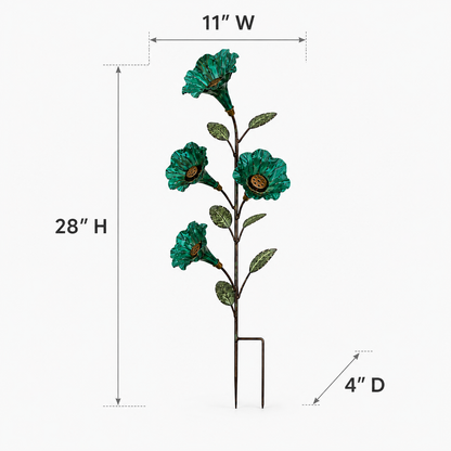 Bring Hummingbirds Closer – 4-Flower Metal Nectar Feeder Garden Stake