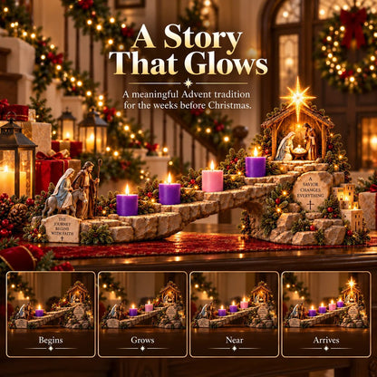 ✝️ Journey to Bethlehem - 4 Week Lighted Advent Nativity Scene