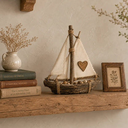 Rustic Lighted Sailboat Decor – Warm Coastal Glow