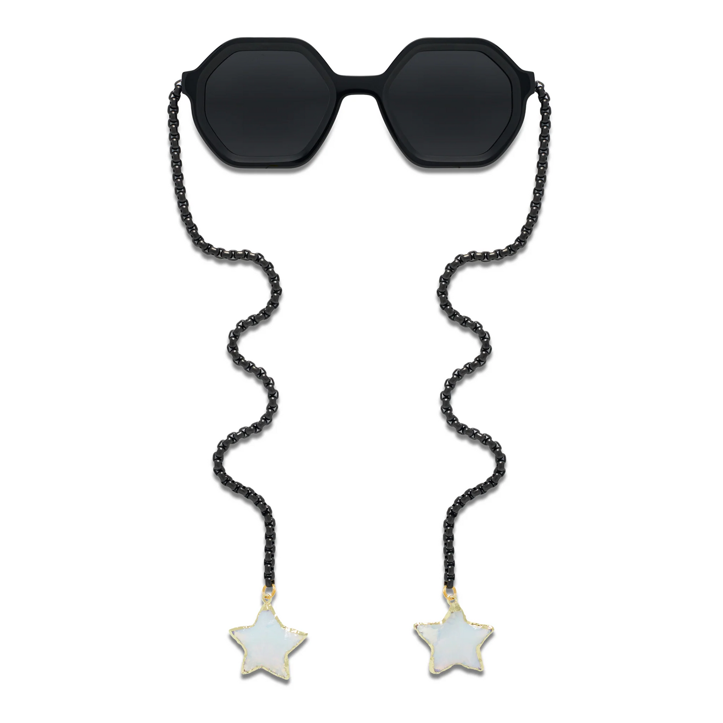 Jewelry-Inspired Statement Sunglasses with Crystal Pendant Chain
