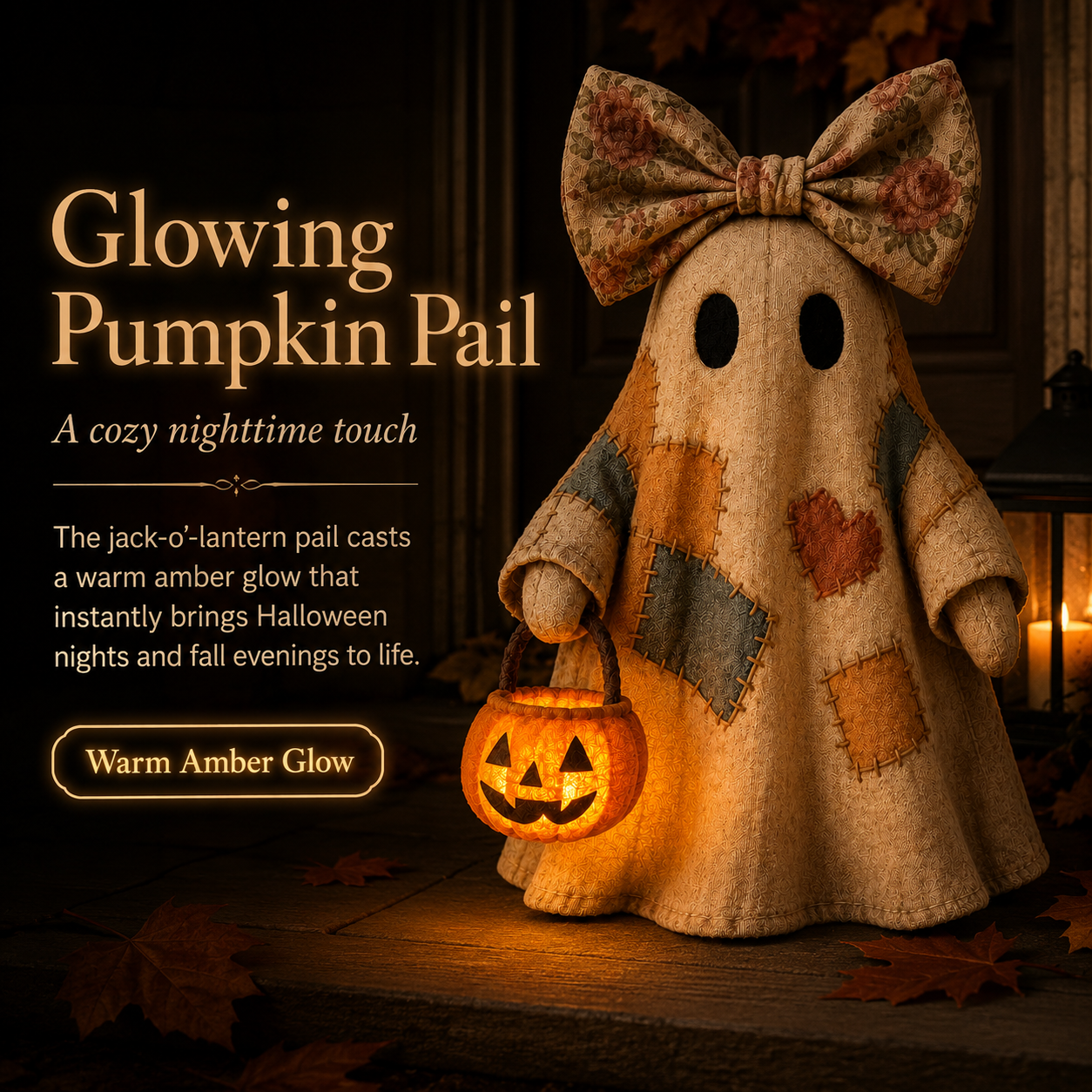 🍂👻Lighted Vintage Patchwork Ghost