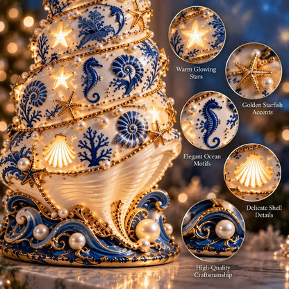 ⏳ Last Day 69% OFF – 🌊🎄 Coastal Christmas Magic – Seashell Tree Lamp with Warm Glow & Dreamy Ocean Projection